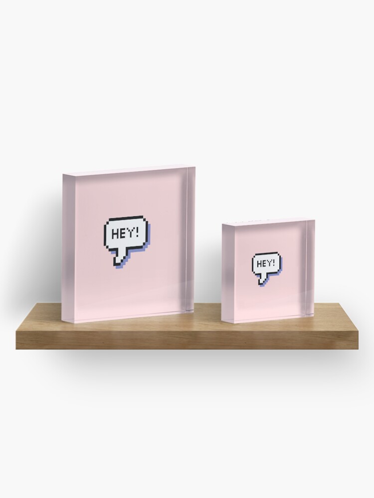 Alternate view of Hey! - Pixel Speech Bubble - (Mixed) Acrylic Block