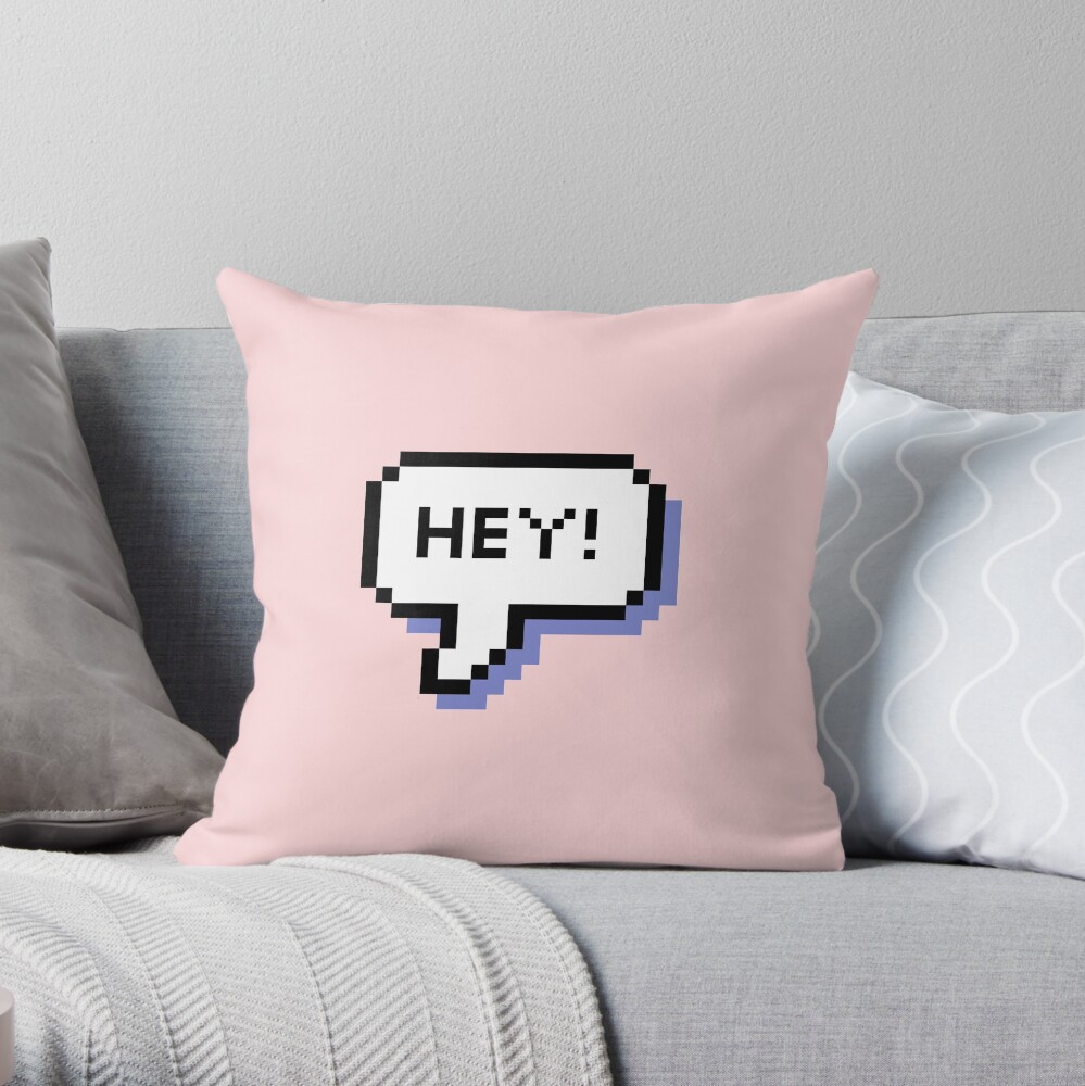 Hey! - Pixel Speech Bubble - (Mixed) Throw Pillow