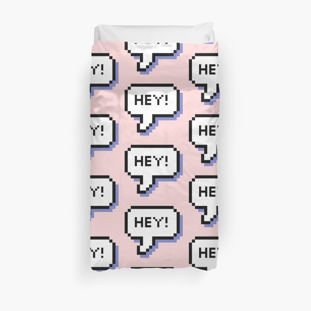 Hey! - Pixel Speech Bubble - (Mixed) Duvet Cover