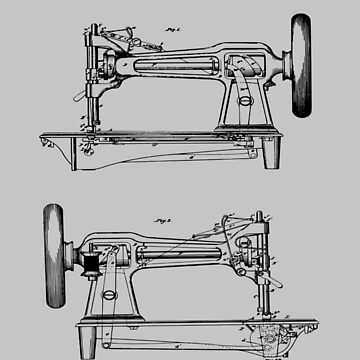 Funda y vinilo para iPad for Sale con la obra «Máquina de coser Singer  impresión de patente 1867» de MadebyDesign