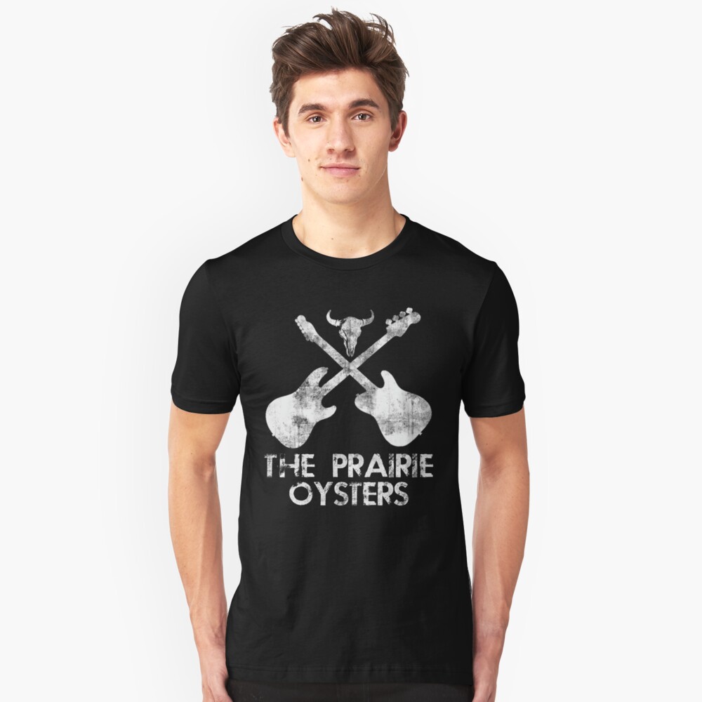 THE PRAIRIE OYSTERS BAND LOGO (WHITE FOR DARK COLOURS) Slim Fit T-Shirt