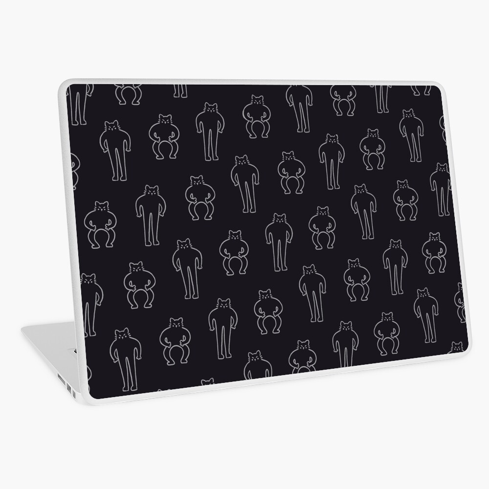 Flexing & Squating Cat - Black Laptop Skin