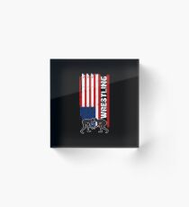 Bloque acrílico Camiseta de lucha de Amercian, camisa de lucha de la bandera de los EEUU, camiseta de lucha patriótica
