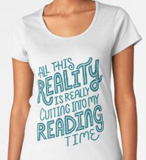 La réalité contre. Lecture de livre Nerd Quote Lettering T-shirt premium femme