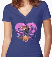 Love Goose the cat Women's Fitted V-Neck T-Shirt