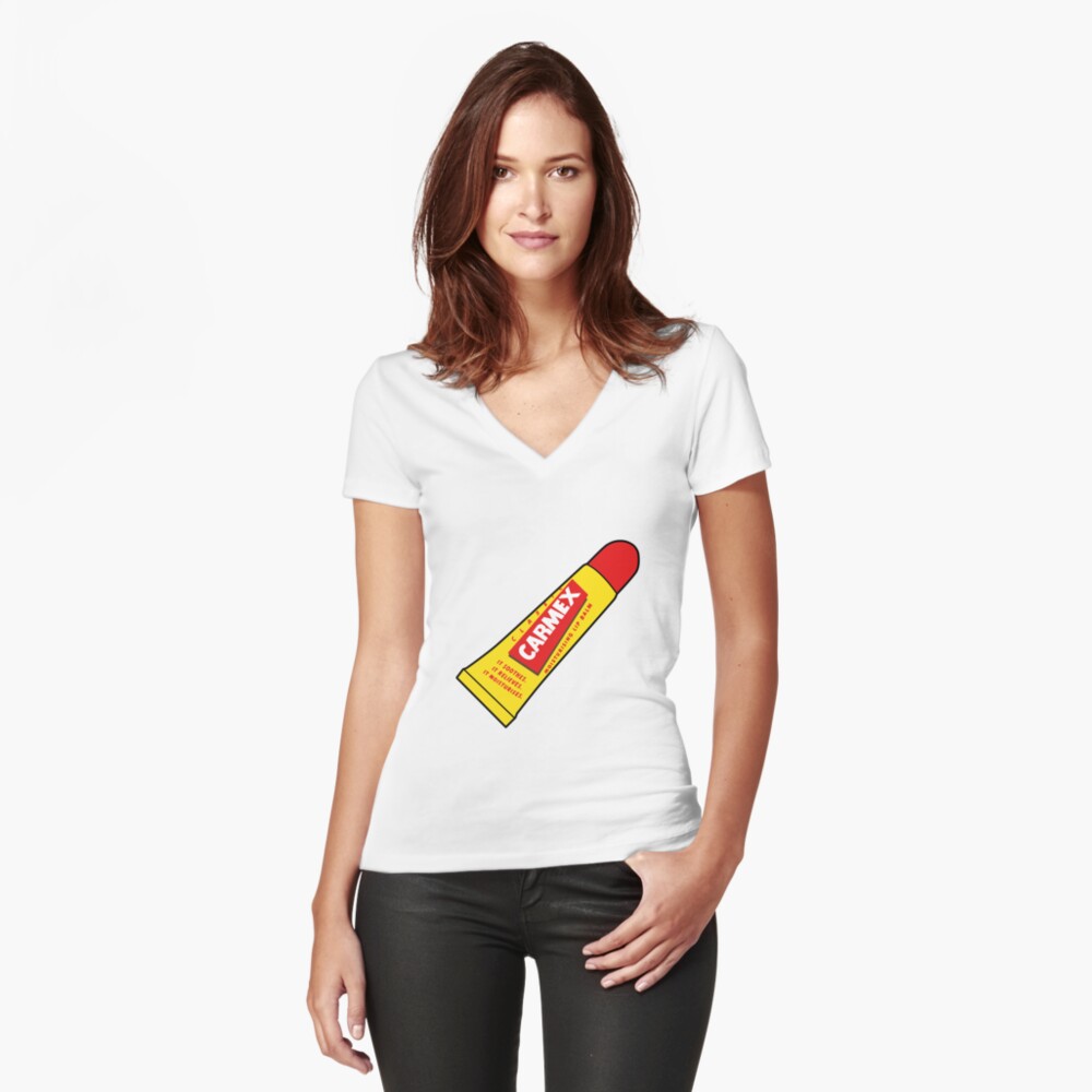 Lippenbalsam Tailliertes T-Shirt mit V-Ausschnitt