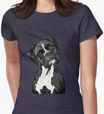 Schwarz-Weiß-Boxer-Kunst Tailliertes T-Shirt