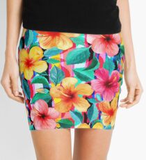 OTT Maximalist Hawaiian Hibiscus Floral with Stripes Mini Skirt
