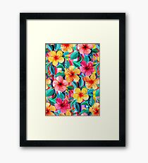 OTT Maximalist Hawaiian Hibiscus Floral mit Streifen Gerahmtes Wandbild