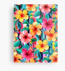 Hibiscus hawaïen minimaliste d'OTT Floral avec des rayures Impression métallique