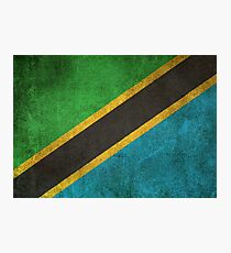 Old and Worn Distressed Vintage Flag of Tanzania Photographic Print