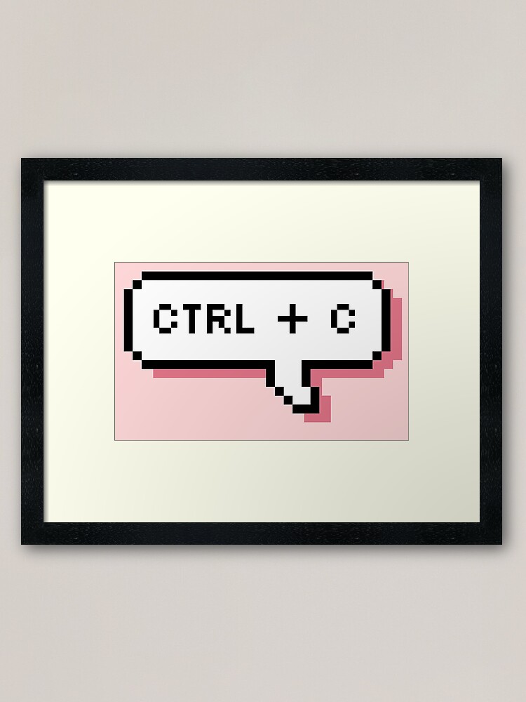 Alternate view of CTRL + C - Pixel Speech Bubble - (Pink) Framed Art Print