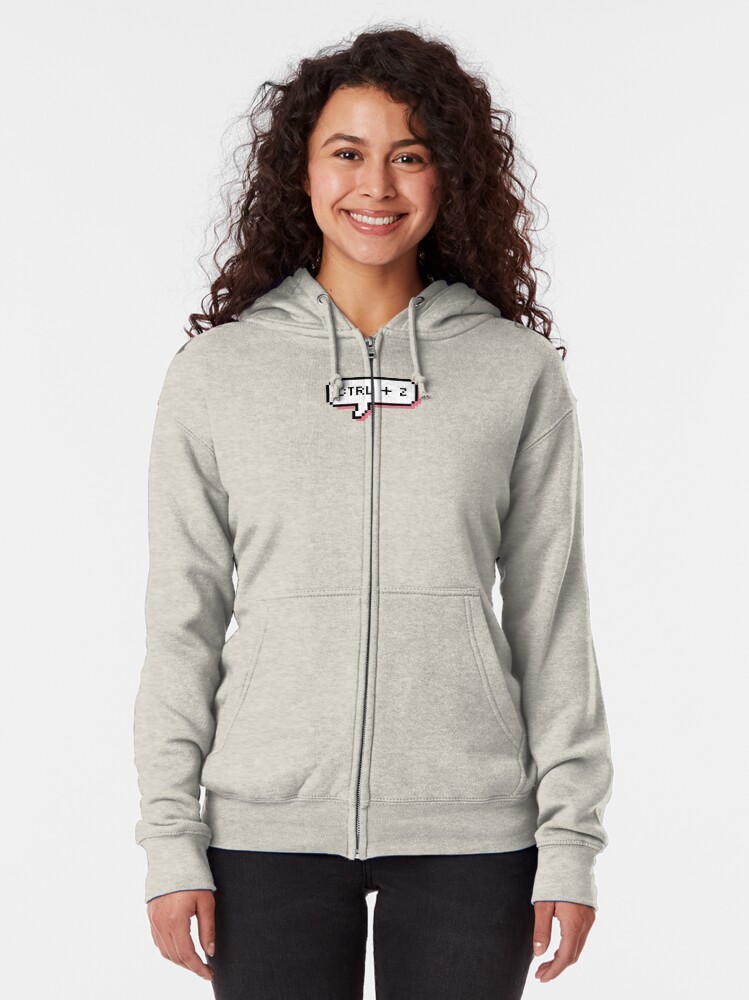 Alternate view of CTRL + Z - Pixel Speech Bubble - (Pink) Zipped Hoodie