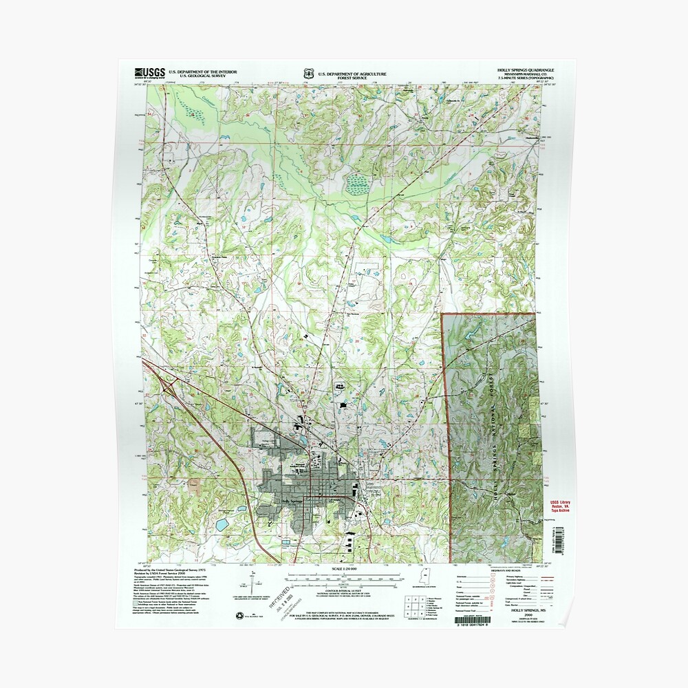 "USGS TOPO Karte Mississippi MS Holly Springs 335816 2000 24000" Poster von WetdryvacRBO2