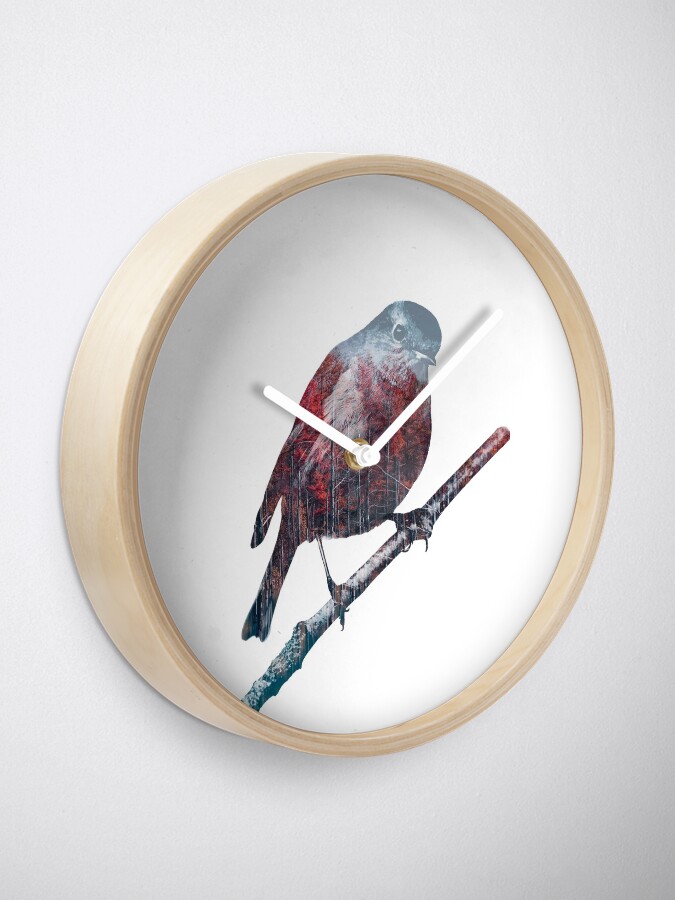 Alternate view of Forest Robin on a Branch Clock
