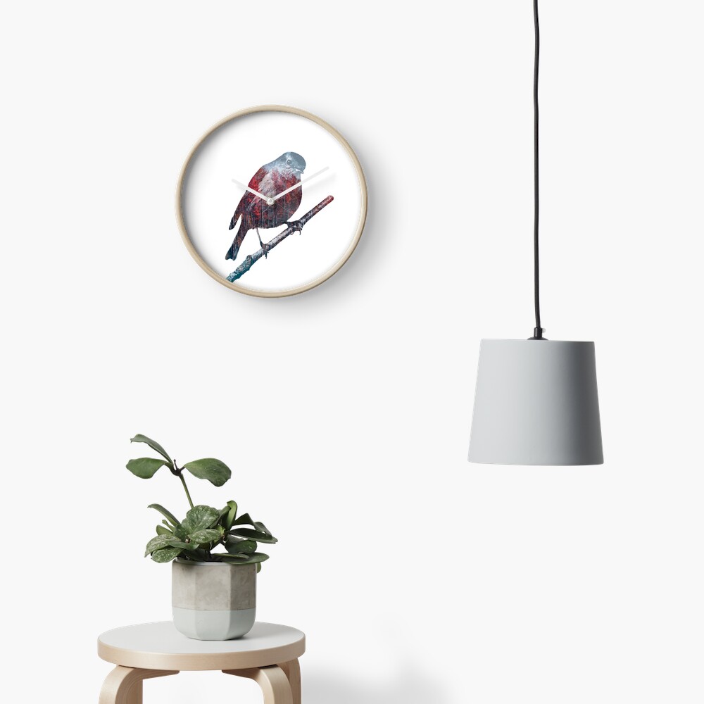 Forest Robin on a Branch Clock