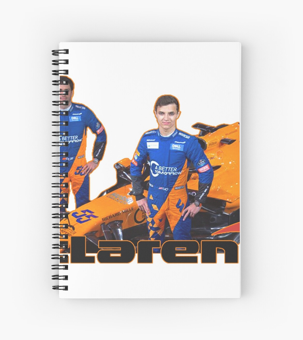 Mclaren F1 Team Lando Norris Carlos Sainz Jr Spiral Notebook By