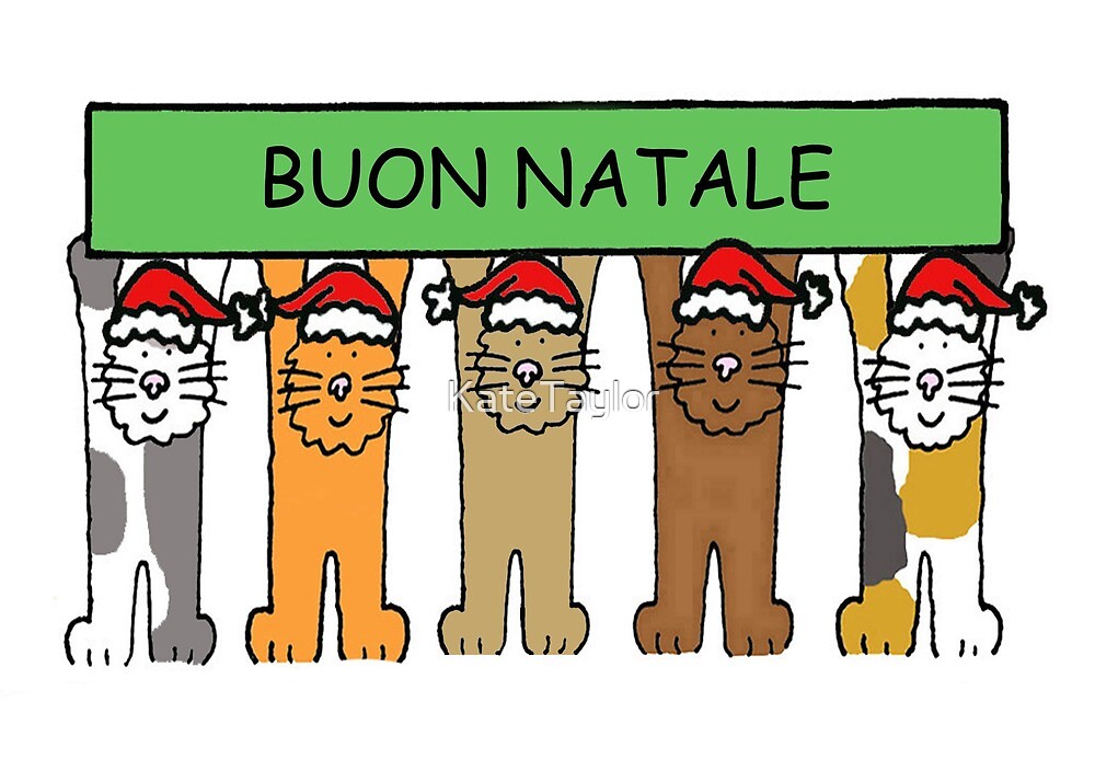 Buon Natale Italienisch Frohe Weihnachten Cartoon Katzen Von Katetaylor Redbubble