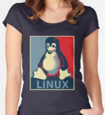 Linux tux penguin obama poster Women's Fitted Scoop T-Shirt
