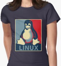 Linux tux penguin obama poster Women's Fitted T-Shirt
