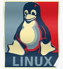 Linux tux penguin obama poster Poster
