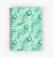 - Watercolor Jellyfish pattern - Spiral Notebook