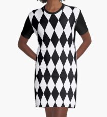 LARGE BLACK AND WHITE HARLEQUIN- DIAMOND- ARGYLE PATTERN DESIGNED FOR HOME DECOR AND CLOTHING Graphic T-Shirt Dress