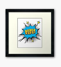Comic book speech bubble font first name Rufus Framed Print