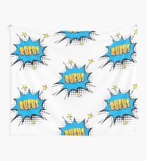 Comic book speech bubble font first name Rufus Wall Tapestry