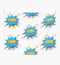 Comic book speech bubble font first name Simon Wall Tapestry