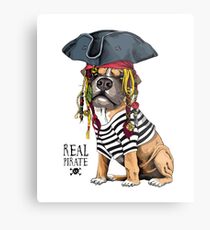 Lienzo metálico Perro boxer en una camiseta de punto de rayas