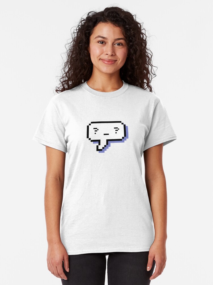 Alternate view of Confused Kaomoji - Pixel Speech Bubble - (Blue) Classic T-Shirt