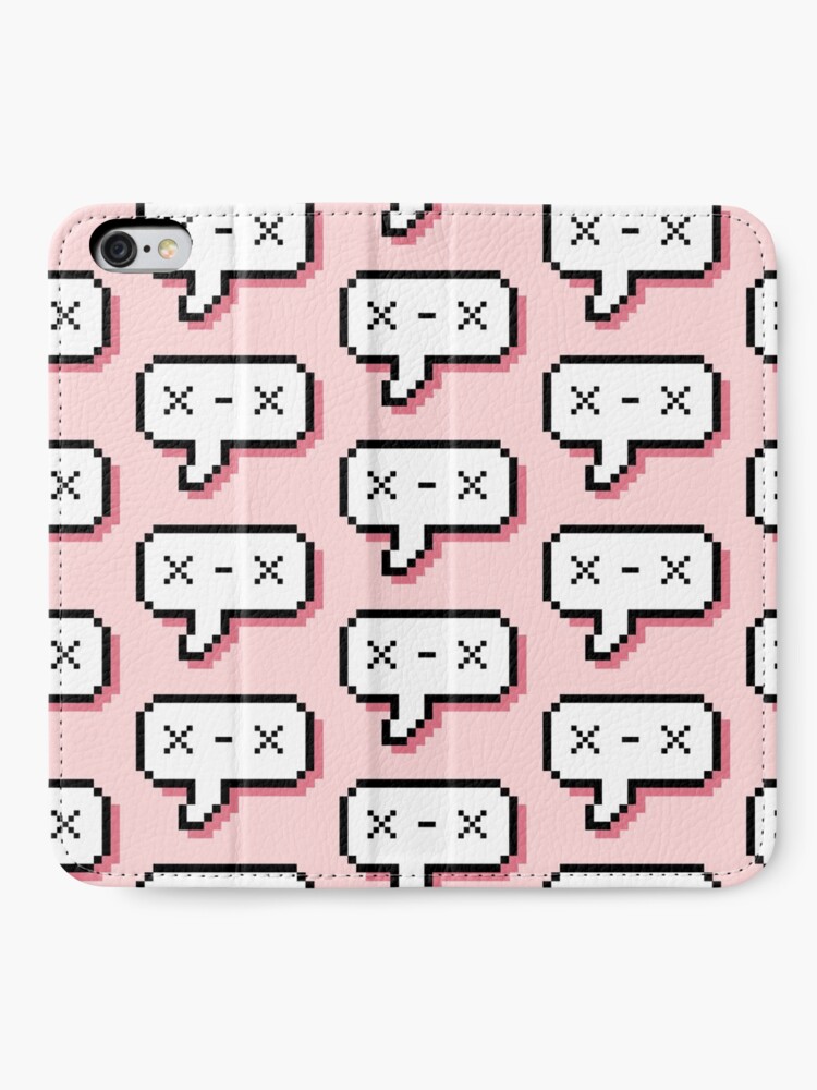 Alternate view of Dead Kaomoji - Pixel Speech Bubble - (Pink) iPhone Wallet