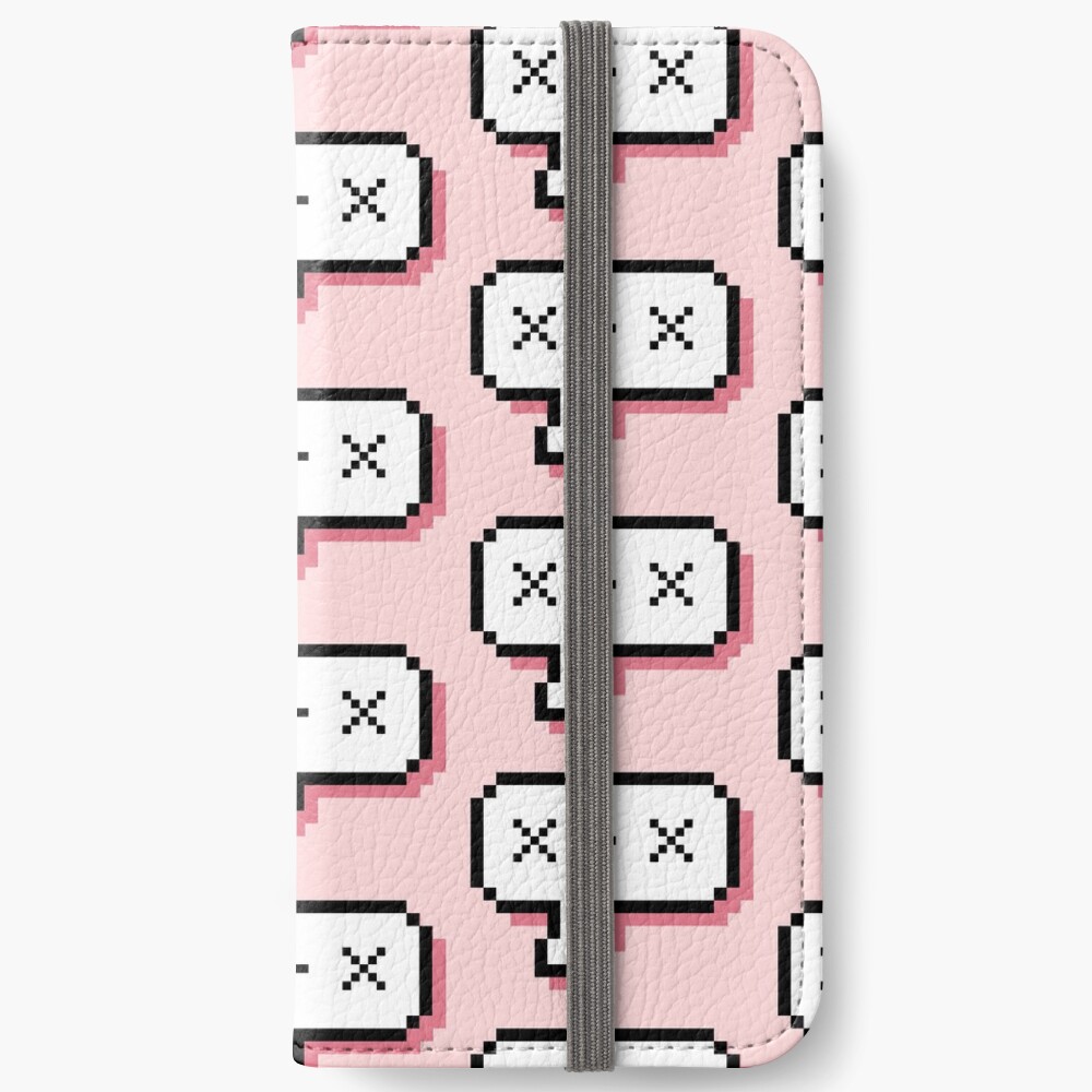 Dead Kaomoji - Pixel Speech Bubble - (Pink) iPhone Wallet