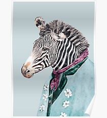Zebra-Blau Poster