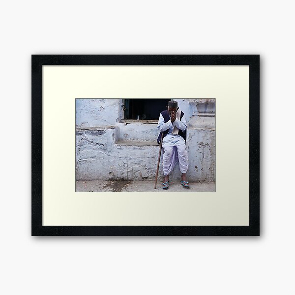 namaste in blue Framed Art Print