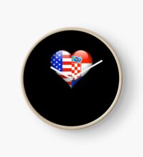 Croatian Flag Heart - American and Croatia Heart Flag for Croatian Uhr