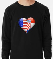 Croatian Flag Heart - American and Croatia Heart Flag for Croatian Leichter Pullover