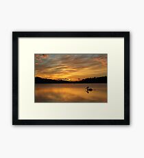 Sunrise over Narrabeen Lake + Pelican Framed Print