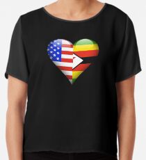 Zimbabwean Flag Heart - American and Zimbabwe Heart Flag for Zimbabwean Chiffontop