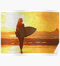 Surfer girl, Ocean art, sea life Poster