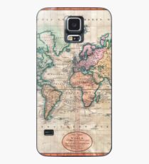 Weinlese-Weltkarte 1801 Hülle & Klebefolie für Samsung Galaxy