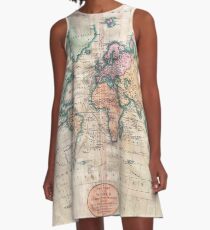 Vestido acampanado Mapa del mundo vintage 1801