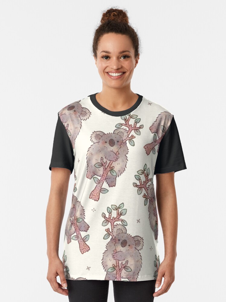 Alternate view of Chubby Koala on a Tree - Australian Wildlife Graphic T-Shirt