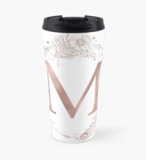 Letter M Rose Gold Pink Initial Monogram Travel Mug