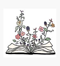 Blumen wachsen aus Buch Fotodruck