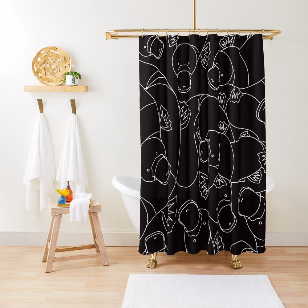 Minimalist Platypus Black and White Shower Curtain