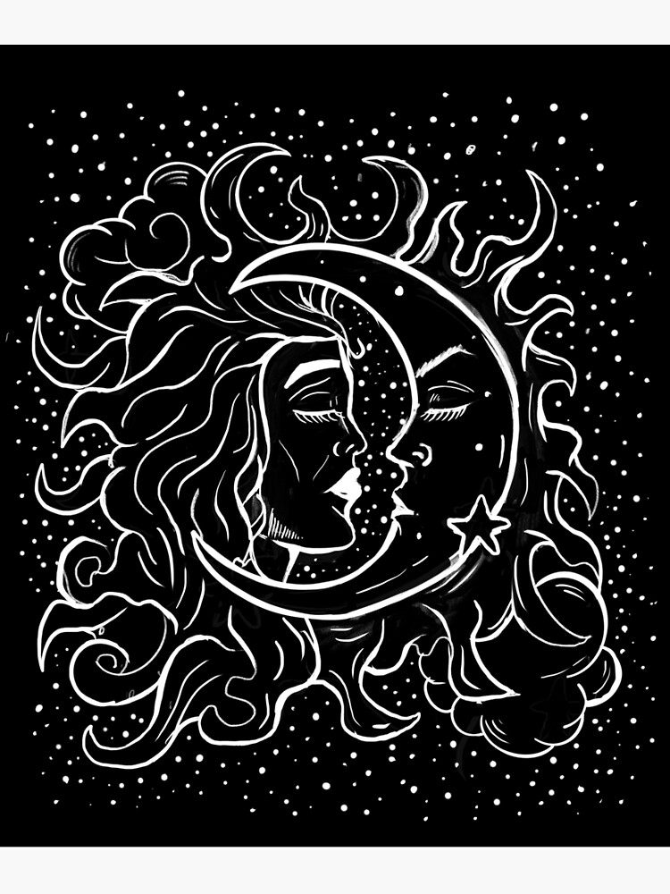 Sun & Moon Gothic Witchy Hand Drawn Design by lunaelizabeth