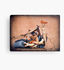 The Flintstones go Lowbrow Metal Print
