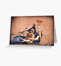 Die Flintstones gehen Lowbrow Grußkarte